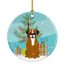 Load image into Gallery viewer, Merry Christmas Tree Flashy Fawn Boxer Ornament - Round Ceramic Ornament – Artist-Designed Keepsake Decoration BB4241CO1