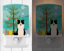 Load image into Gallery viewer, Merry Christmas Tree Border Collie Black White Ceramic Night Light BB4243CNL