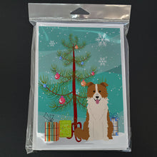 Load image into Gallery viewer, Merry Christmas Tree Border Collie Red White Greeting Cards Pack of 8