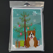 Load image into Gallery viewer, Merry Christmas Tree English Bulldog Red White Greeting Cards Pack of 8