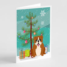 Load image into Gallery viewer, Merry Christmas Tree English Bulldog Red White Greeting Cards Pack of 8