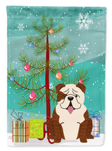 Load image into Gallery viewer, Merry Christmas Tree English Bulldog Brindle White Flag Canvas House Size BB4246CHF