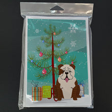 Load image into Gallery viewer, Merry Christmas Tree English Bulldog Brindle White Greeting Cards Pack of 8