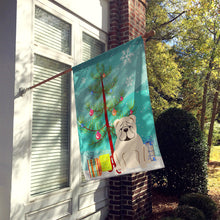 Load image into Gallery viewer, Merry Christmas Tree English Bulldog White Flag Canvas House Size BB4248CHF