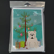 Load image into Gallery viewer, Merry Christmas Tree English Bulldog White Greeting Cards Pack of 8