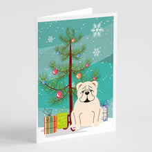 Load image into Gallery viewer, Merry Christmas Tree English Bulldog White Greeting Cards Pack of 8