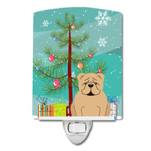 Load image into Gallery viewer, Merry Christmas Tree English Bulldog Fawn Ceramic Night Light BB4249CNL
