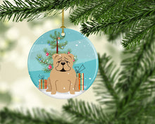 Load image into Gallery viewer, Merry Christmas Tree English Bulldog Fawn Ornament - Round Ceramic Ornament – Artist-Designed Keepsake Decoration BB4249CO1