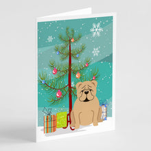 Load image into Gallery viewer, Merry Christmas Tree English Bulldog Fawn Greeting Cards Pack of 8