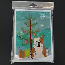 Load image into Gallery viewer, Merry Christmas Tree English Bulldog Fawn White Greeting Cards Pack of 8