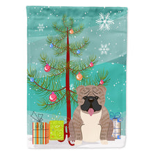 Load image into Gallery viewer, Merry Christmas Tree English Bulldog Grey Brindle  Flag Canvas House Size BB4251CHF