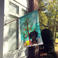 Load image into Gallery viewer, Merry Christmas Tree Wire Haired Dachshund Black Tan Flag Canvas House Size BB4252CHF