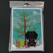 Load image into Gallery viewer, Merry Christmas Tree Wire Haired Dachshund Black Tan Greeting Cards Pack of 8