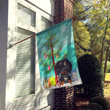 Load image into Gallery viewer, Merry Christmas Tree Wire Haired Dachshund Dapple Flag Canvas House Size BB4253CHF