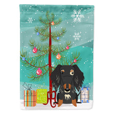 Load image into Gallery viewer, Merry Christmas Tree Wire Haired Dachshund Dapple Flag Canvas House Size BB4253CHF