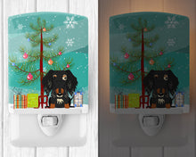 Load image into Gallery viewer, Merry Christmas Tree Wire Haired Dachshund Dapple Ceramic Night Light BB4253CNL