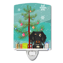 Load image into Gallery viewer, Merry Christmas Tree Wire Haired Dachshund Dapple Ceramic Night Light BB4253CNL