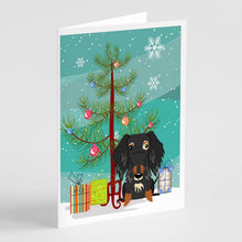 Load image into Gallery viewer, Merry Christmas Tree Wire Haired Dachshund Dapple Greeting Cards Pack of 8
