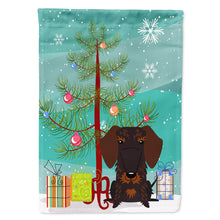 Load image into Gallery viewer, Merry Christmas Tree Wire Haired Dachshund Chocolate Flag Canvas House Size BB4254CHF