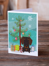 Load image into Gallery viewer, Merry Christmas Tree Wire Haired Dachshund Chocolate Greeting Cards Pack of 8
