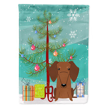 Load image into Gallery viewer, Merry Christmas Tree Dachshund Red Brown Flag Canvas House Size BB4255CHF