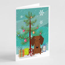 Load image into Gallery viewer, Merry Christmas Tree Dachshund Red Brown Greeting Cards Pack of 8
