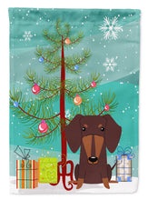 Load image into Gallery viewer, Merry Christmas Tree Dachshund Chocolate Flag Canvas House Size BB4256CHF