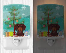 Load image into Gallery viewer, Merry Christmas Tree Dachshund Chocolate Ceramic Night Light BB4256CNL