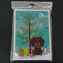 Load image into Gallery viewer, Merry Christmas Tree Dachshund Chocolate Greeting Cards Pack of 8
