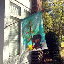 Load image into Gallery viewer, Merry Christmas Tree Dachshund Black Tan Flag Canvas House Size BB4257CHF