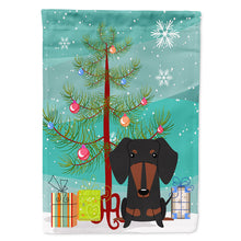 Load image into Gallery viewer, Merry Christmas Tree Dachshund Black Tan Flag Canvas House Size BB4257CHF