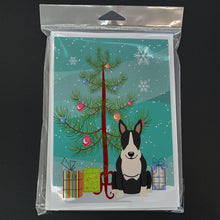 Load image into Gallery viewer, Merry Christmas Tree Bull Terrier Black White Greeting Cards Pack of 8