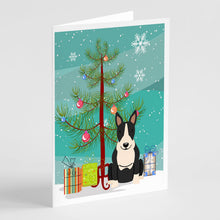 Load image into Gallery viewer, Merry Christmas Tree Bull Terrier Black White Greeting Cards Pack of 8