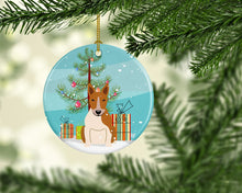Load image into Gallery viewer, Merry Christmas Tree Bull Terrier Red White Ornament - Round Ceramic Ornament – Artist-Designed Keepsake Decoration BB4260CO1