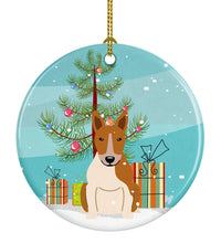 Load image into Gallery viewer, Merry Christmas Tree Bull Terrier Red White Ornament - Round Ceramic Ornament – Artist-Designed Keepsake Decoration BB4260CO1