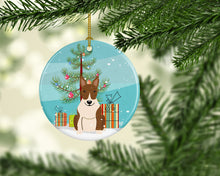 Load image into Gallery viewer, Merry Christmas Tree Bull Terrier Brindle Ornament - Round Ceramic Ornament – Artist-Designed Keepsake Decoration BB4262CO1