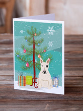 Load image into Gallery viewer, Merry Christmas Tree Bull Terrier White Greeting Cards Pack of 8