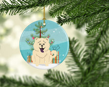 Load image into Gallery viewer, Merry Christmas Tree Chow Chow White Ornament - Round Ceramic Ornament – Artist-Designed Keepsake Decoration BB4265CO1