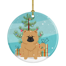 Load image into Gallery viewer, Merry Christmas Tree Chow Chow Cream Ornament - Round Ceramic Ornament – Artist-Designed Keepsake Decoration BB4269CO1