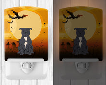 Load image into Gallery viewer, Halloween Staffordshire Bull Terrier Blue Ceramic Night Light BB4312CNL