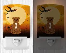 Load image into Gallery viewer, Halloween Staffordshire Bull Terrier Brown Ceramic Night Light BB4313CNL