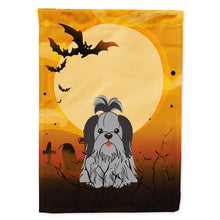 Load image into Gallery viewer, Halloween Shih Tzu Black Silver Flag Canvas House Size BB4355CHF