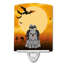 Load image into Gallery viewer, Halloween Shih Tzu Black Silver Ceramic Night Light BB4355CNL