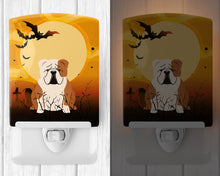 Load image into Gallery viewer, Halloween English Bulldog Fawn White Ceramic Night Light BB4391CNL