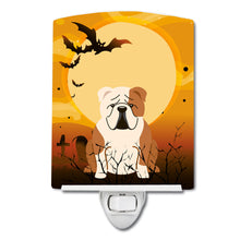 Load image into Gallery viewer, Halloween English Bulldog Fawn White Ceramic Night Light BB4391CNL