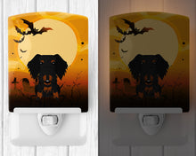 Load image into Gallery viewer, Halloween Wire Haired Dachshund Black Tan Ceramic Night Light BB4393CNL
