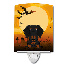 Load image into Gallery viewer, Halloween Wire Haired Dachshund Black Tan Ceramic Night Light BB4393CNL