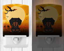 Load image into Gallery viewer, Halloween Dachshund Black Tan Ceramic Night Light BB4398CNL