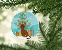 Load image into Gallery viewer, Abyssinian Cat Merry Christmas Tree Ornament - Round Ceramic Ornament – Artist-Designed Keepsake Decoration BB4411CO1