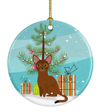 Load image into Gallery viewer, Abyssinian Cat Merry Christmas Tree Ornament - Round Ceramic Ornament – Artist-Designed Keepsake Decoration BB4411CO1